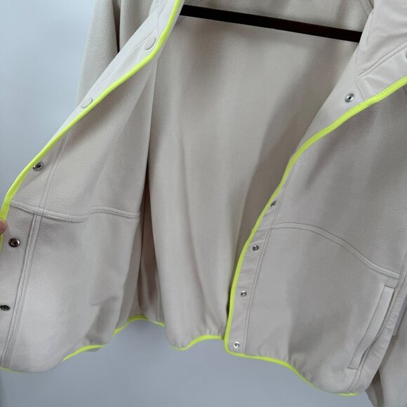 Athleta Overlook Microfleece Jacket Cream Womens XL Lightweight Snap Front - Picture 9 of 10